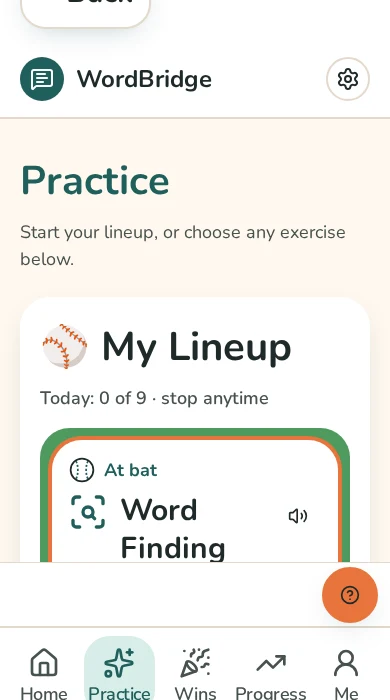 Real WordBridge screen: Your daily Lineup