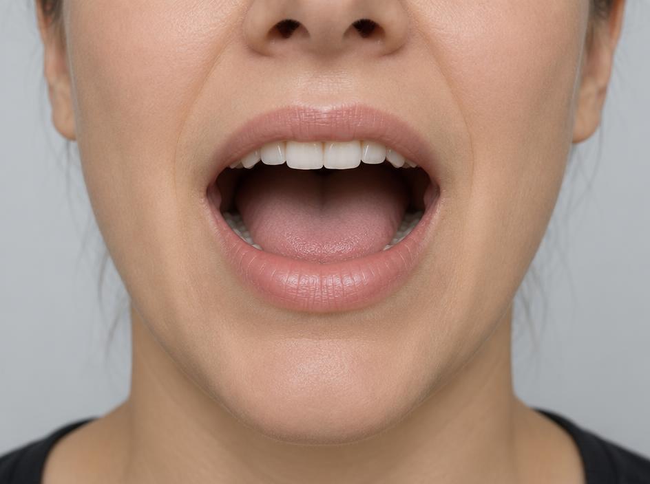 Real mouth position for h, with the tongue resting low